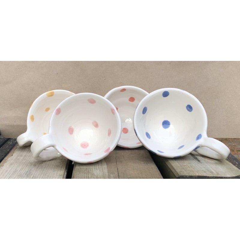 set quattro tazze righe e pois